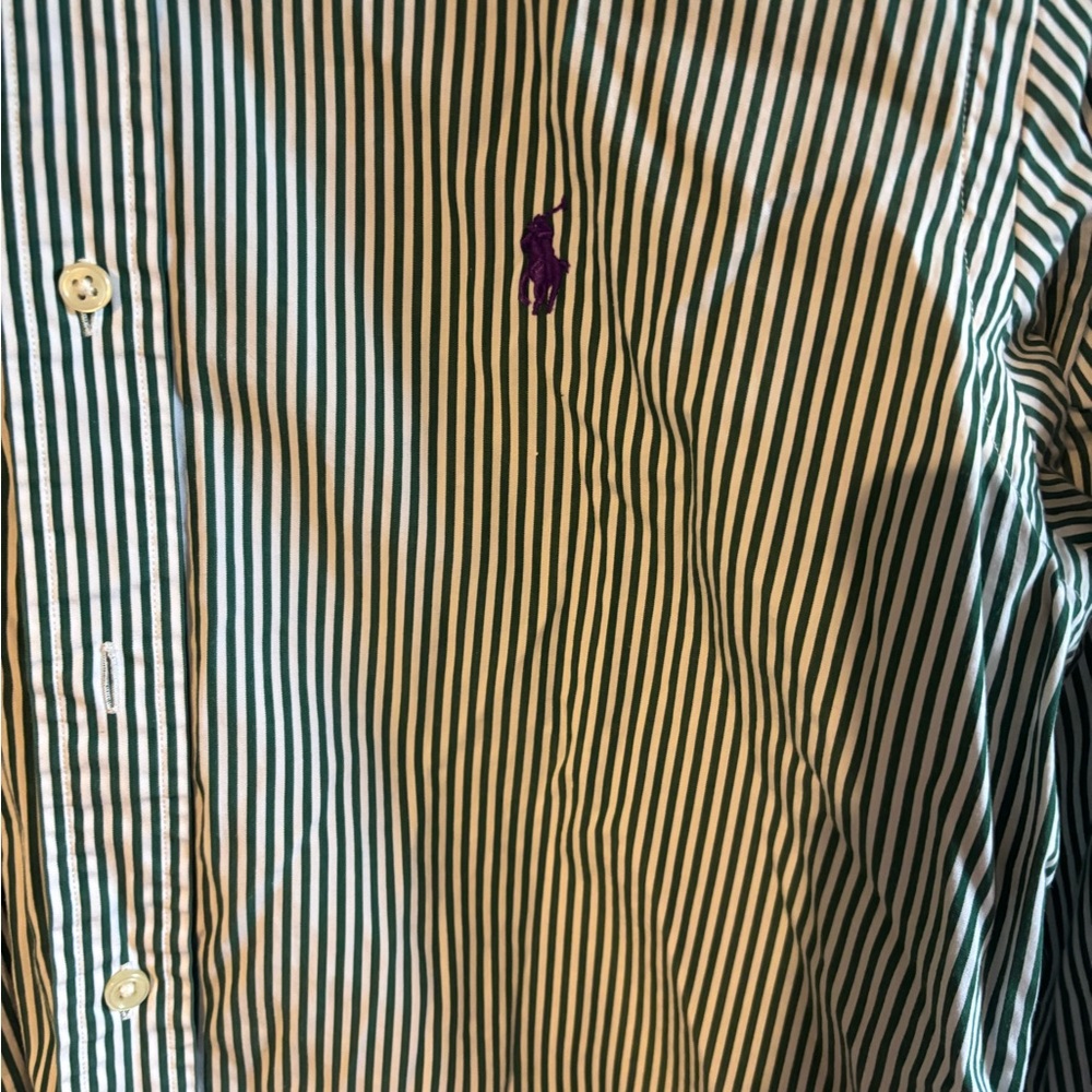 Polo Ralph Lauren Green Striped button down - Picture 3 of 7